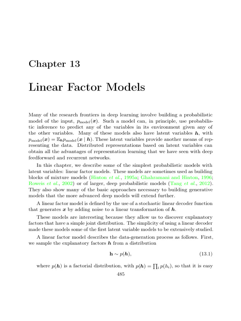 Linear Factor Models in Deep Learning | PDF | Principal Component ...