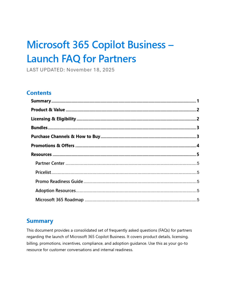Microsoft 365 Copilot Business FAQ Guide | PDF | Microsoft | Microsoft ...