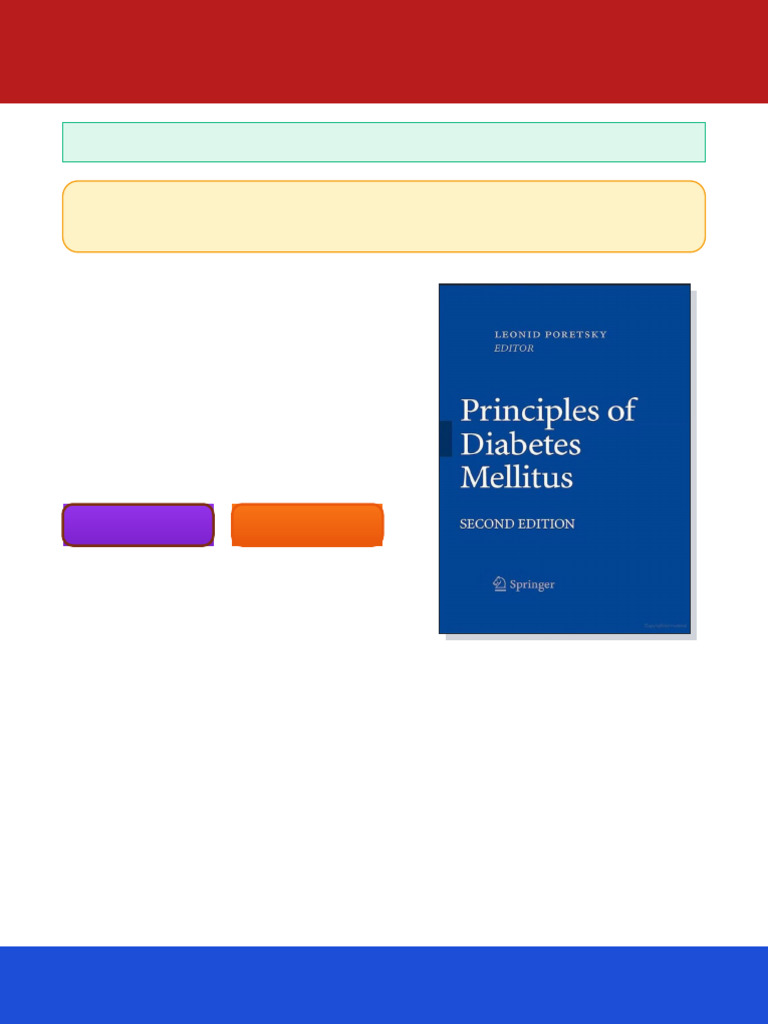 Principles of Diabetes Mellitus 2nd Edition by Leonid Poretsky ISBN ...