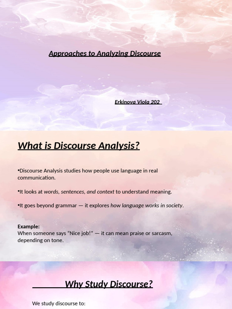 Approaches To Analyzing Discource Lecture 2 | PDF
