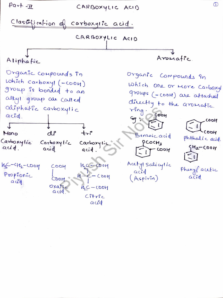 Carboxylic Acid (Piyush Sir's Notes) | PDF