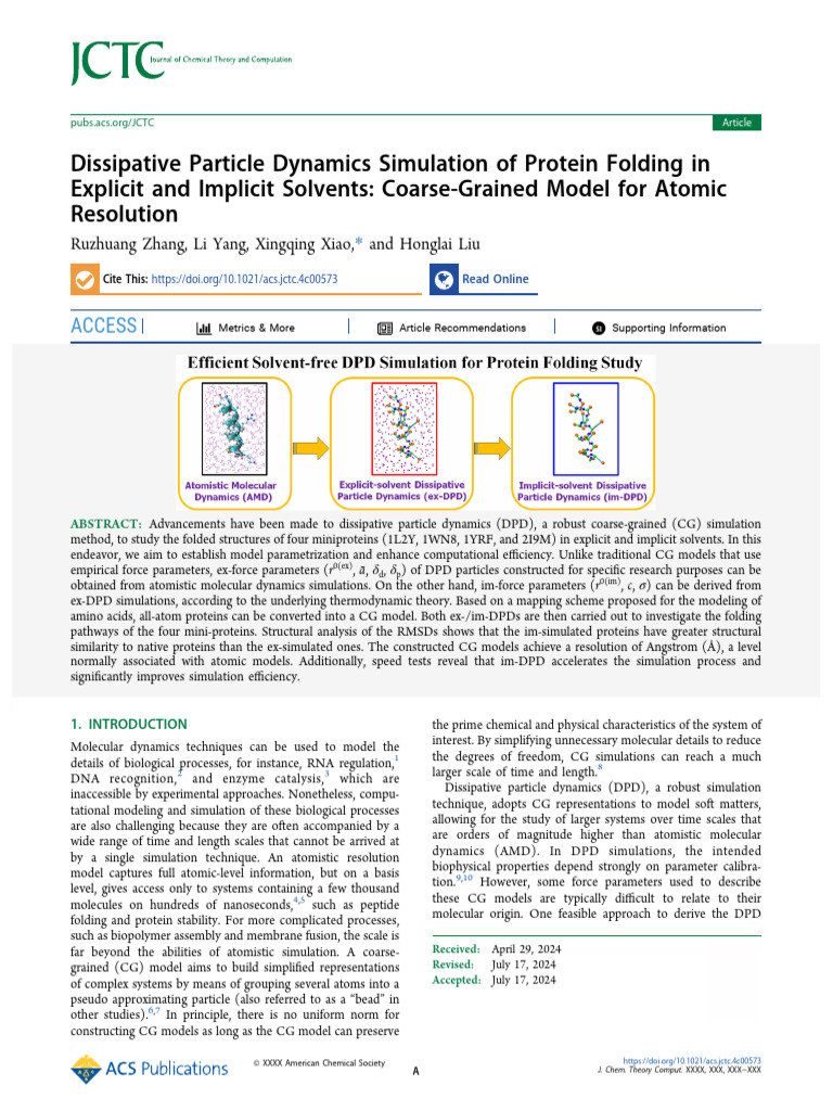 Protein Folding via DPD Simulations | PDF | Molecular Dynamics | Proteins