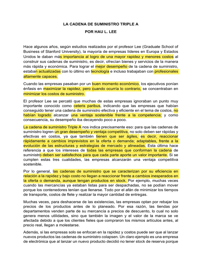 Estrategias de la Cadena de Suministro Triple A | PDF | Business ...