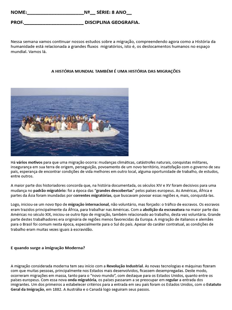 ATIVIDADE GEOGRAFIA 8 ANO MIGRAÇÕES.docx_20250311_160029_0000 | PDF ...