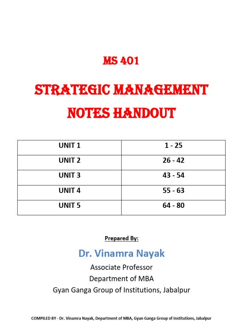Strategic Management Notes Final - Dr. Vinamra Nayak | PDF | Strategic ...