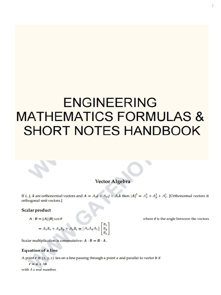 9 (D) - Engineering Mathematics-Short-Notes | PDF