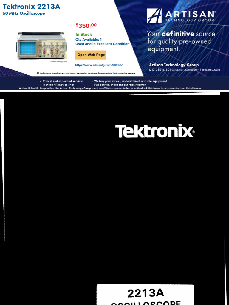 Tektronix 2213A Oscilloscope Manual | PDF | Alternating Current ...