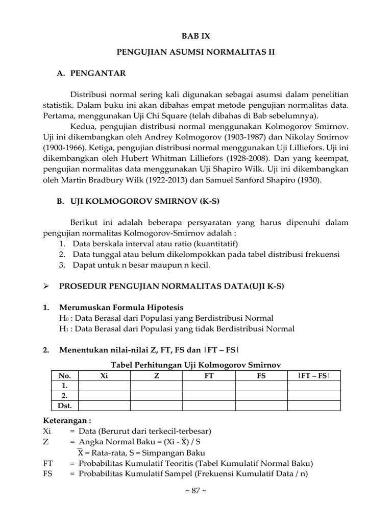 Uji Normalitas Data dengan K-S | PDF