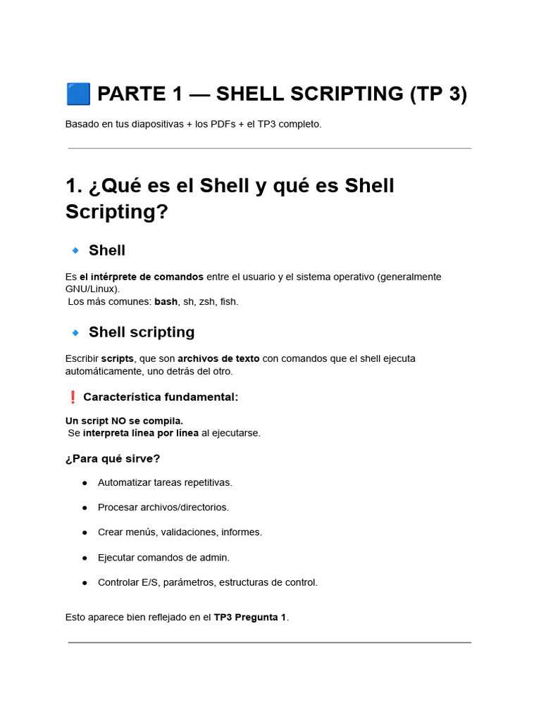 ? Parte 1 - Shell Scripting (TP 3) | PDF | Shell (informática ...
