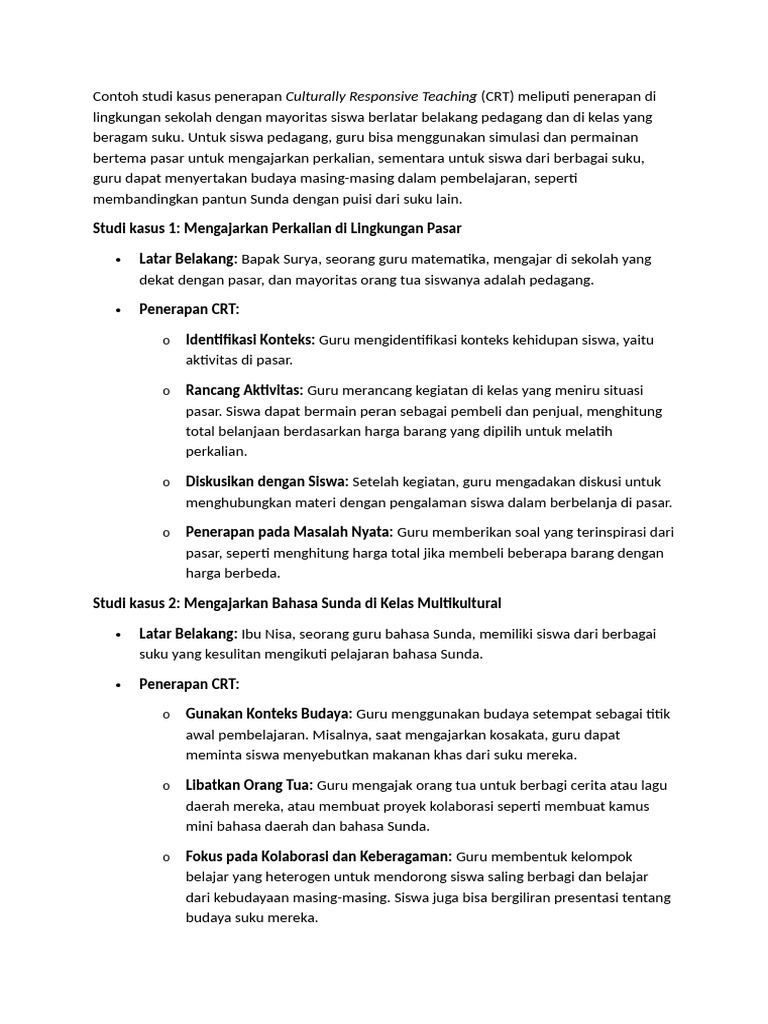 Penerapan Culturally Responsive Teaching | PDF