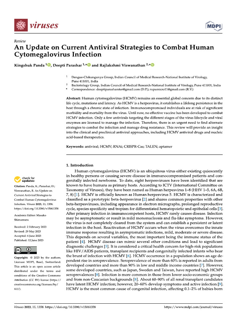 An Update On Current Antiviral Strategies To Combat CMV-comprimido | PDF