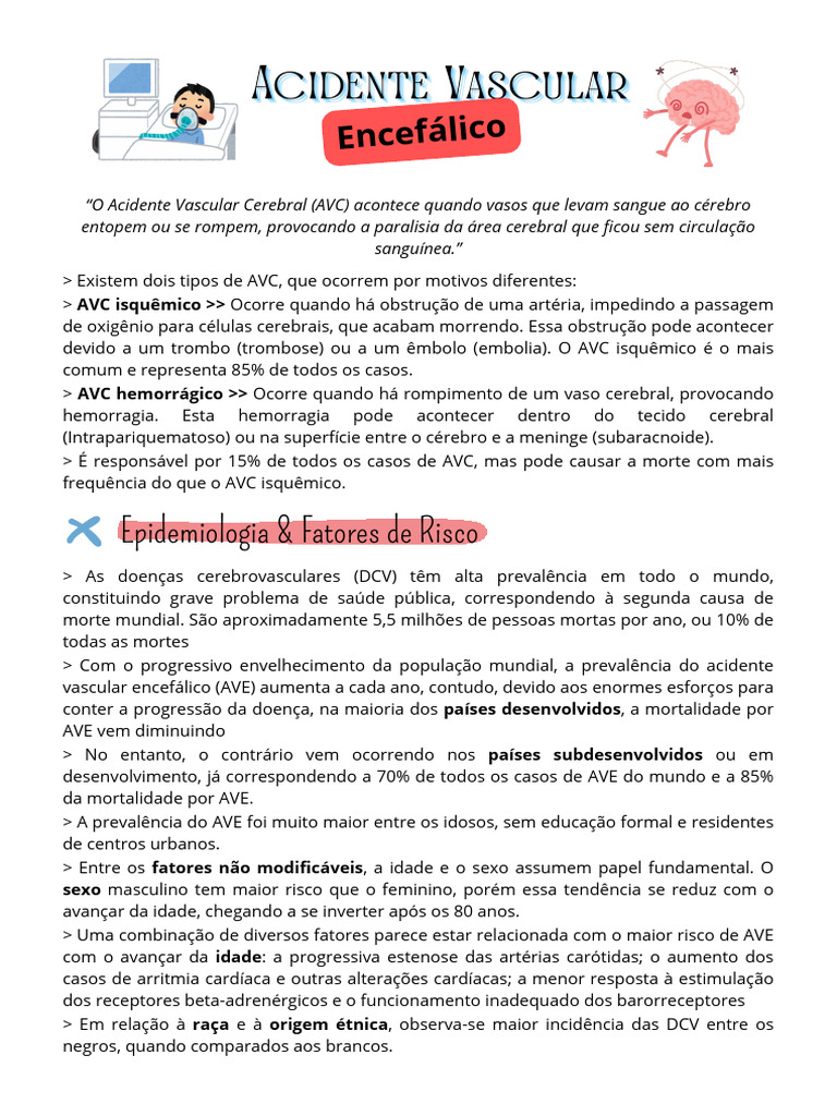 Tipos e Fatores de Risco do AVC | PDF | AVC | Cérebro