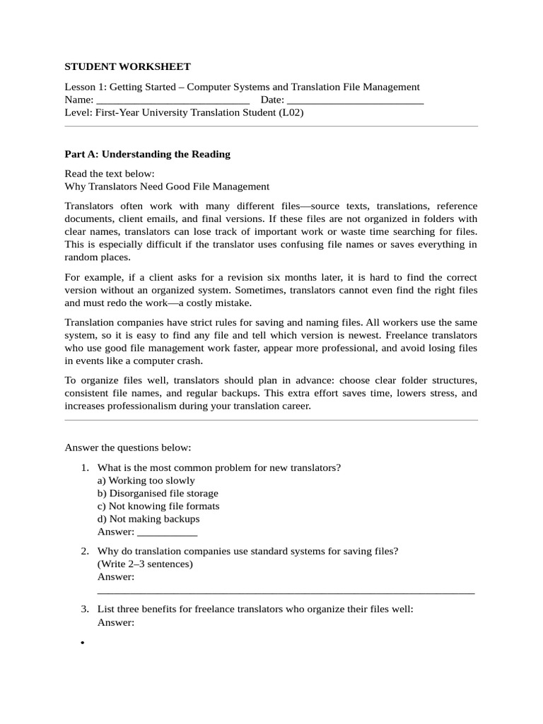 File Management for Translators Guide | PDF | Computer File | Directory ...