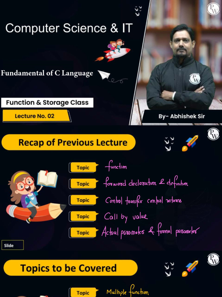 Function & Storage Class 02 Class Notes | PDF