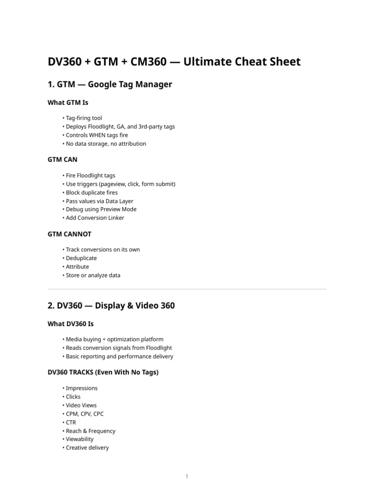 DV360, GTM, CM360: Key Insights & Functions | PDF | Computing