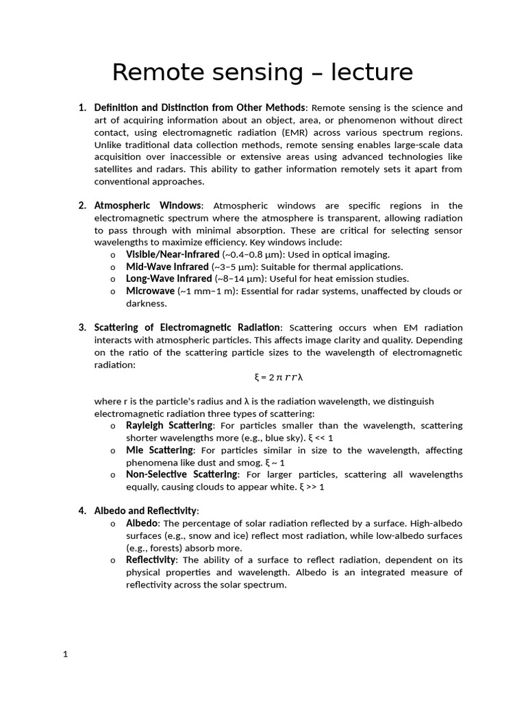 Understanding Remote Sensing Techniques | PDF | Electromagnetic ...