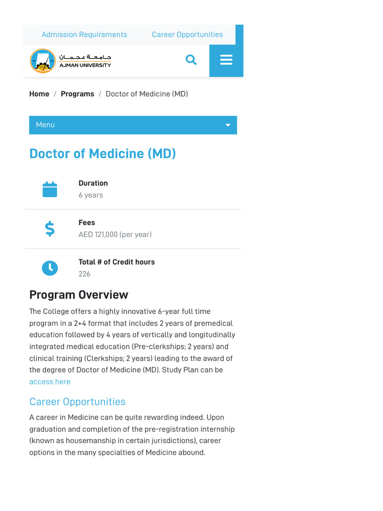 Doctor of Medicine (MD) Program Overview | PDF | Doctor Of Medicine ...