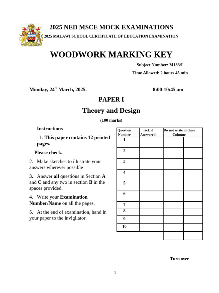 2025 Ned Msce Woodwork Ppi Marking Key | PDF | Upholstery | Lumber