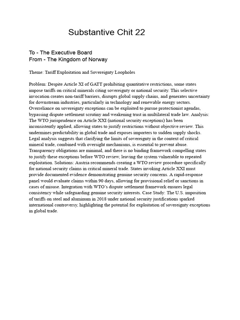 Tariff Exploitation and Sovereignty Issues | PDF
