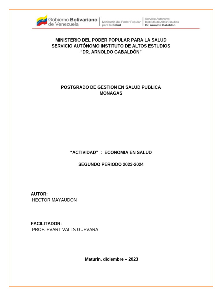Economía y Salud en Venezuela 2023-2024 | PDF | Venezuela | Cuidado de ...