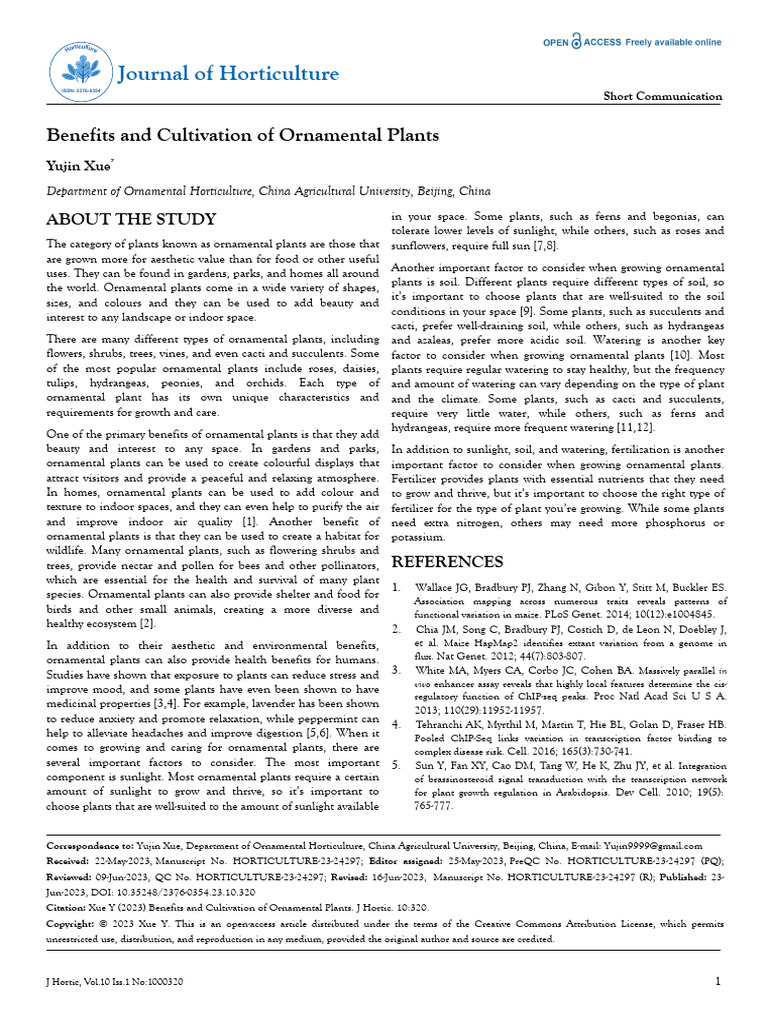 Cultivating Ornamental Plants Benefits | PDF | Plants | Horticulture