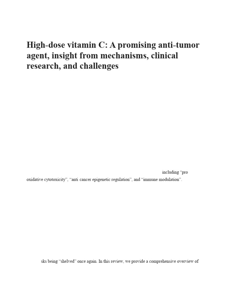 High-Dose Vitamin C as Cancer Therapy | PDF | Nf κb | Reactive Oxygen ...