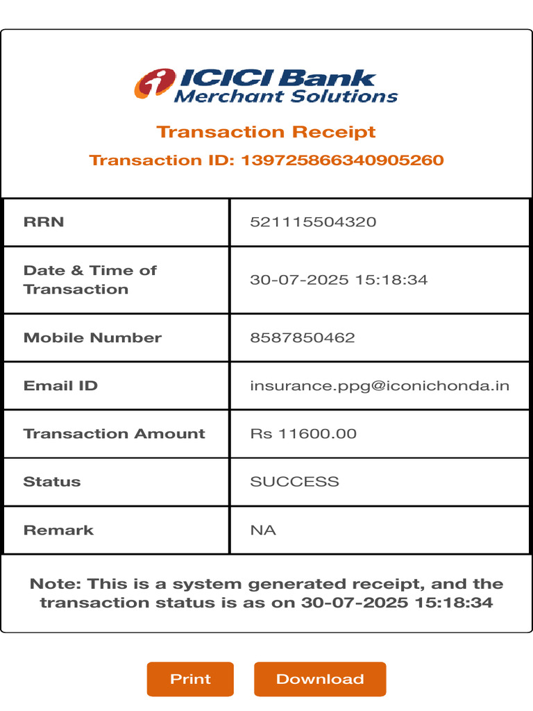 Successful Transaction Receipt 1397258663 | PDF