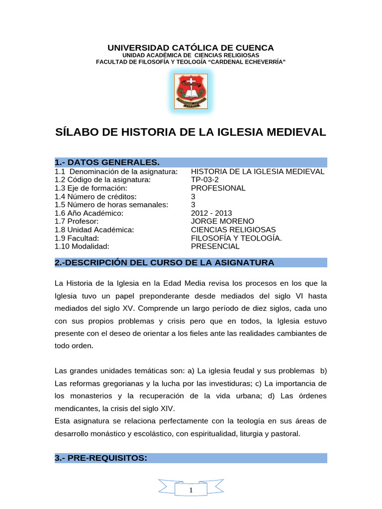 Historia de la Iglesia Medieval | PDF | Edades medias | Iglesia cristiana