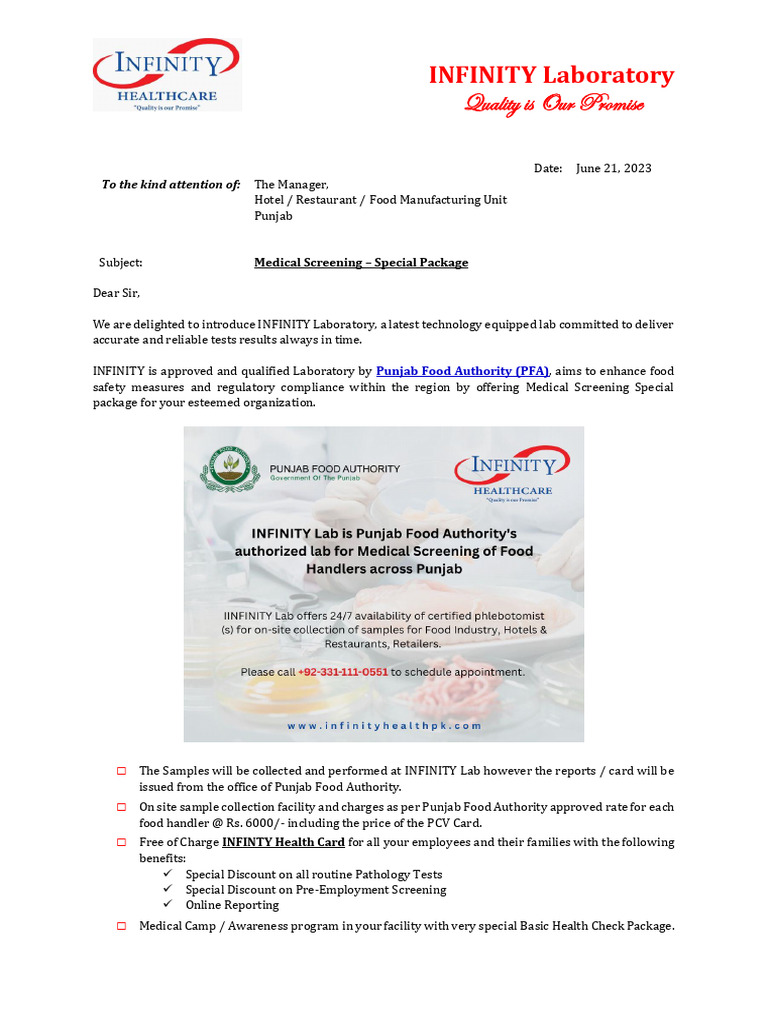Medical Screening Package by INFINITY Lab | PDF | Radiology | Health Care