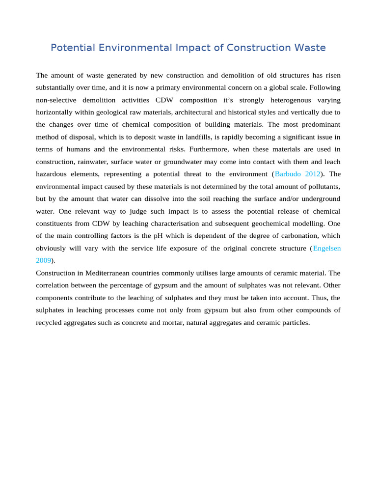 Environmental Impact of Construction Waste | PDF