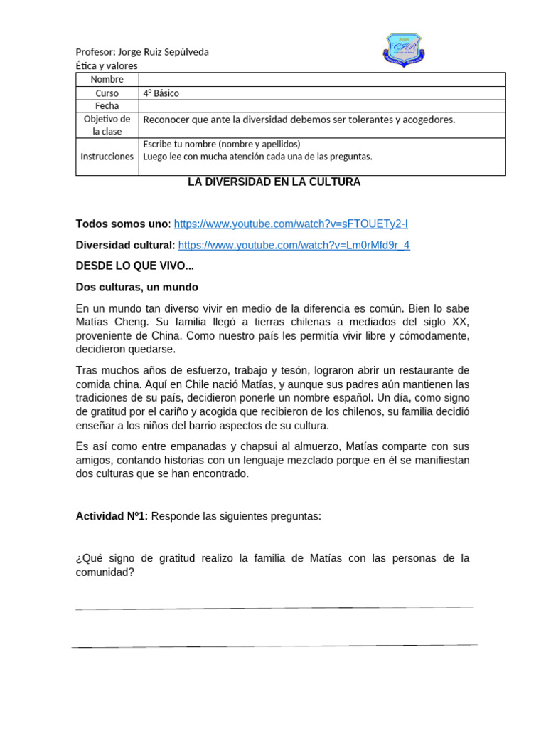 Diversidad Cultural y Tolerancia en Clase | PDF | Xenofobia