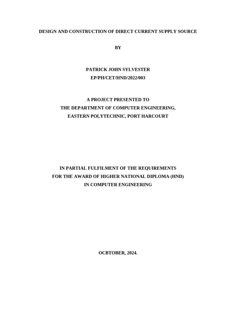 DC Power Supply Design Project | PDF | Battery Charger | Rechargeable ...