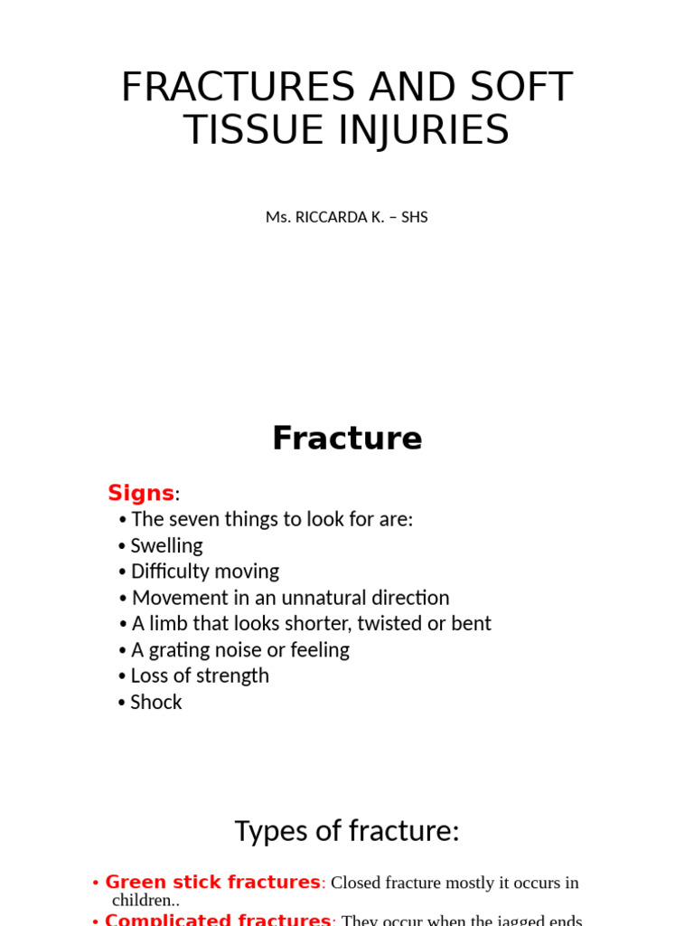 Fractures and Soft Tissue Injuries Guide | PDF | Concussion | Spinal ...