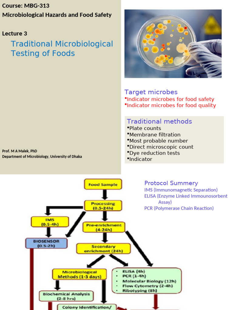 DU Lecture-3 Traditional Testing Microbes in Food-2025 | PDF | Colony ...