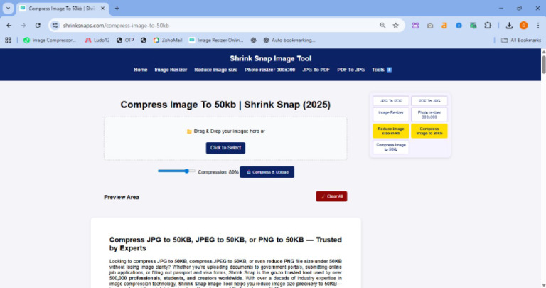 Compress Image to 50kb | Shrink Snap | PDF