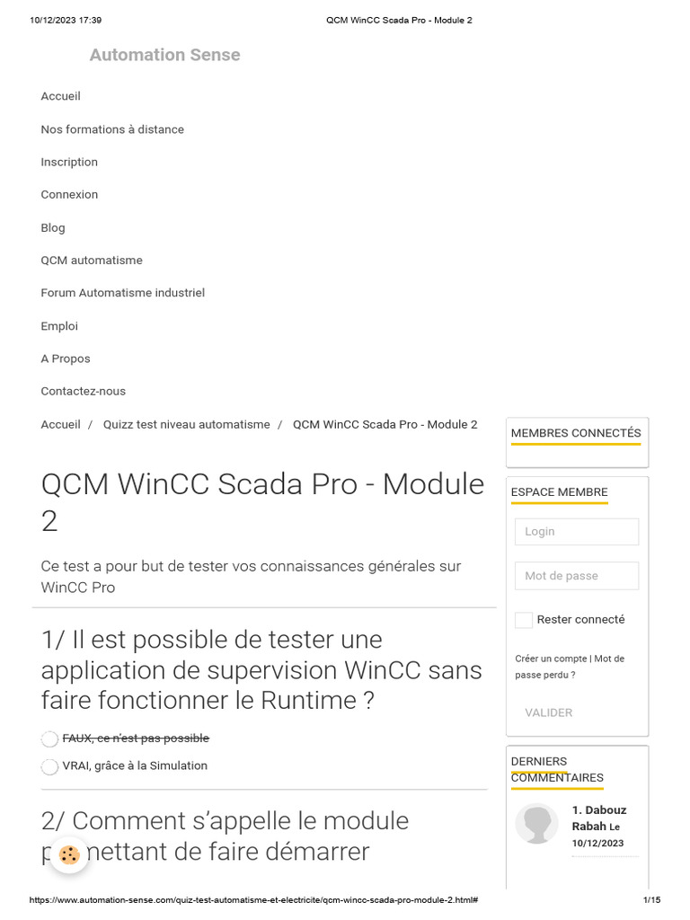 QCM WinCC Scada Pro - Module 2 | PDF | Informatique