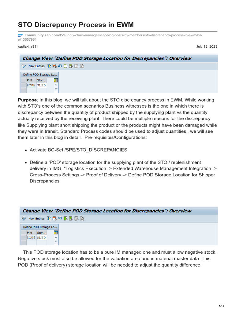 SAP-STO Discrepancy Process in EWM | PDF | Logistics | Computing