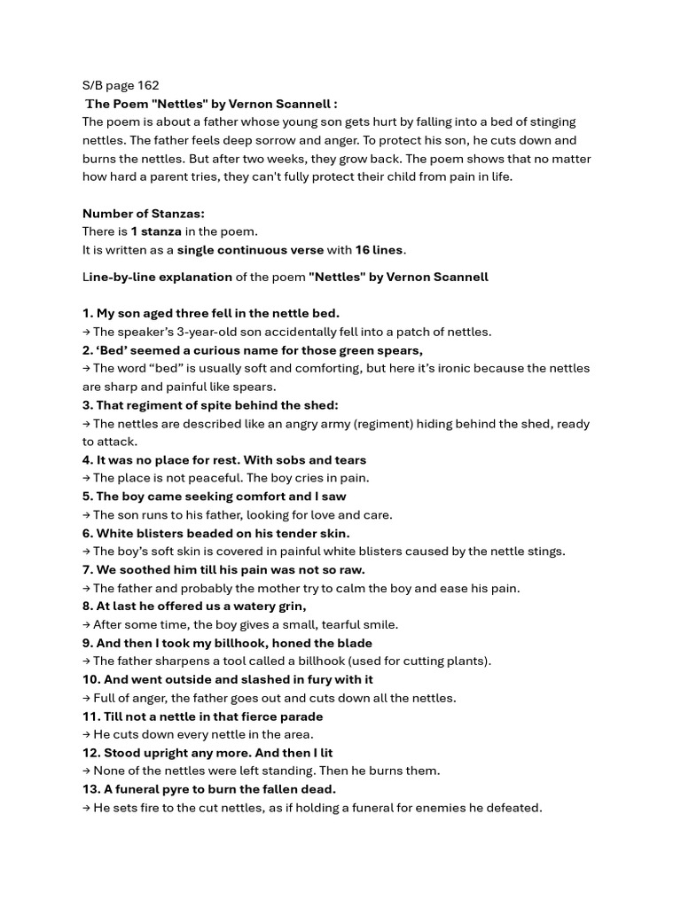 Nettles Poem | PDF | Metre (Poetry) | Poetry