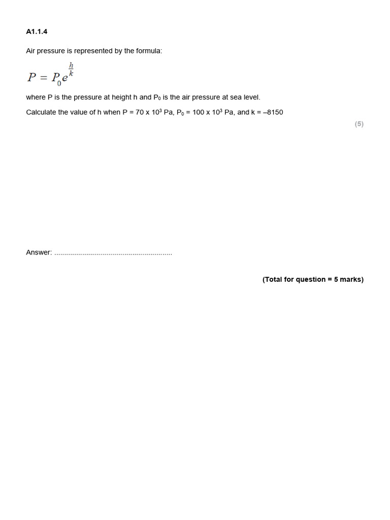 A1.1.4 Exam Style Question | PDF