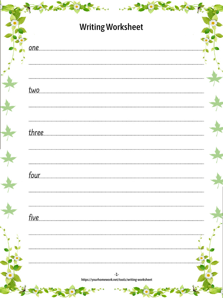 Writing Worksheet (1) | PDF