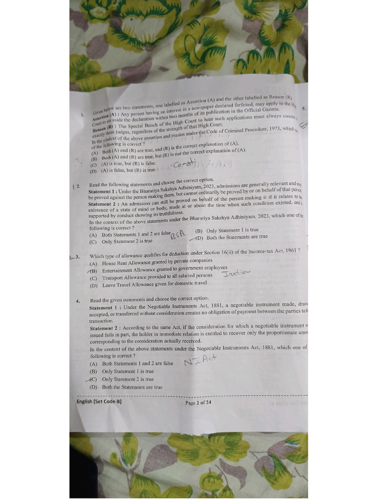 AIB 20 Question Paper | PDF
