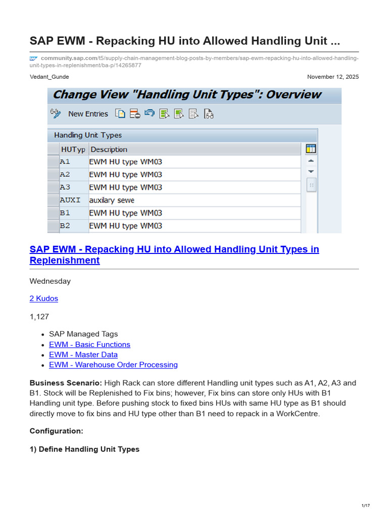 SAP EWM - Repacking HU Into Allowed Handling Unit | PDF | Warehouse ...
