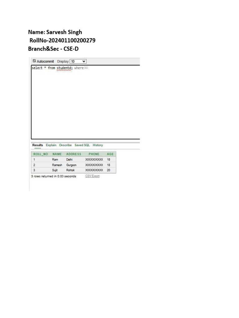 SQL Queries for Student and Employee Data | PDF