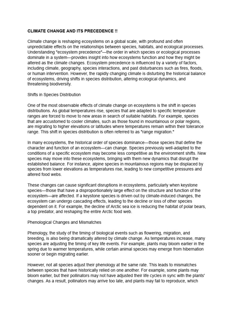 Impact of Climate Change on Ecosystems | PDF | Ecosystem | Ocean ...