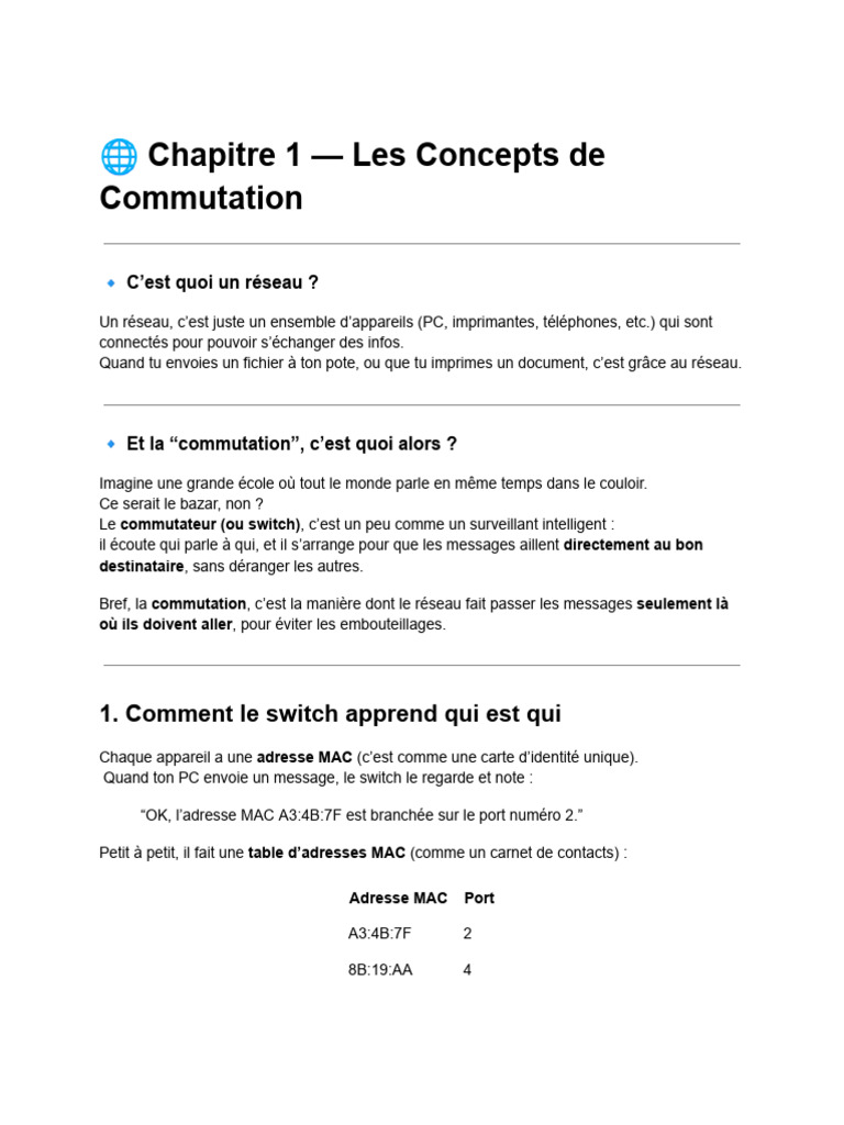 Introduction à la Commutation Réseau | PDF | Commutateur réseau | Mode ...
