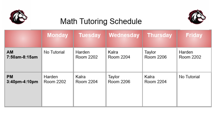 Math Tutoring Schedule Overview | PDF