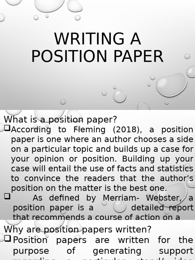 How to Write a Position Paper | PDF | Argument | Evidence