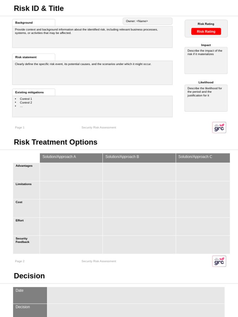 Risk Assessment Template v1.0 | PDF