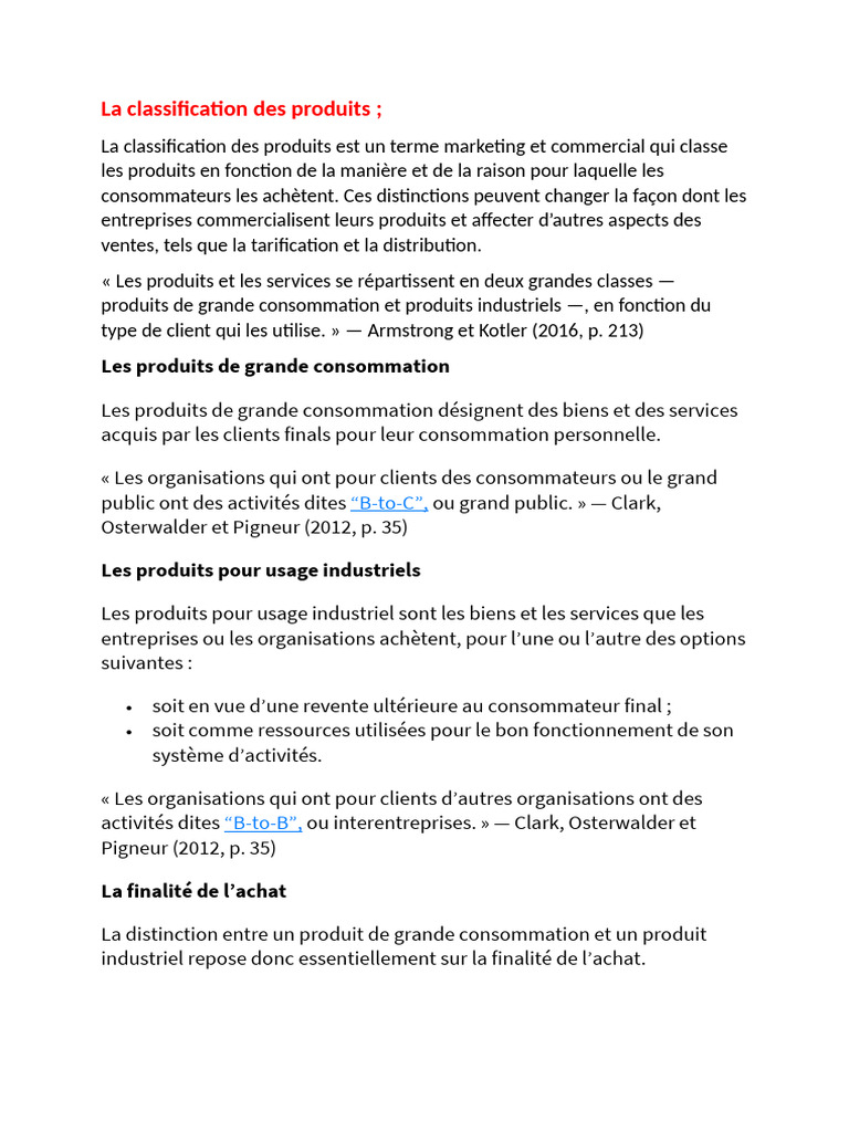 La Classification Des Produits | PDF | Consommateurs | Économie