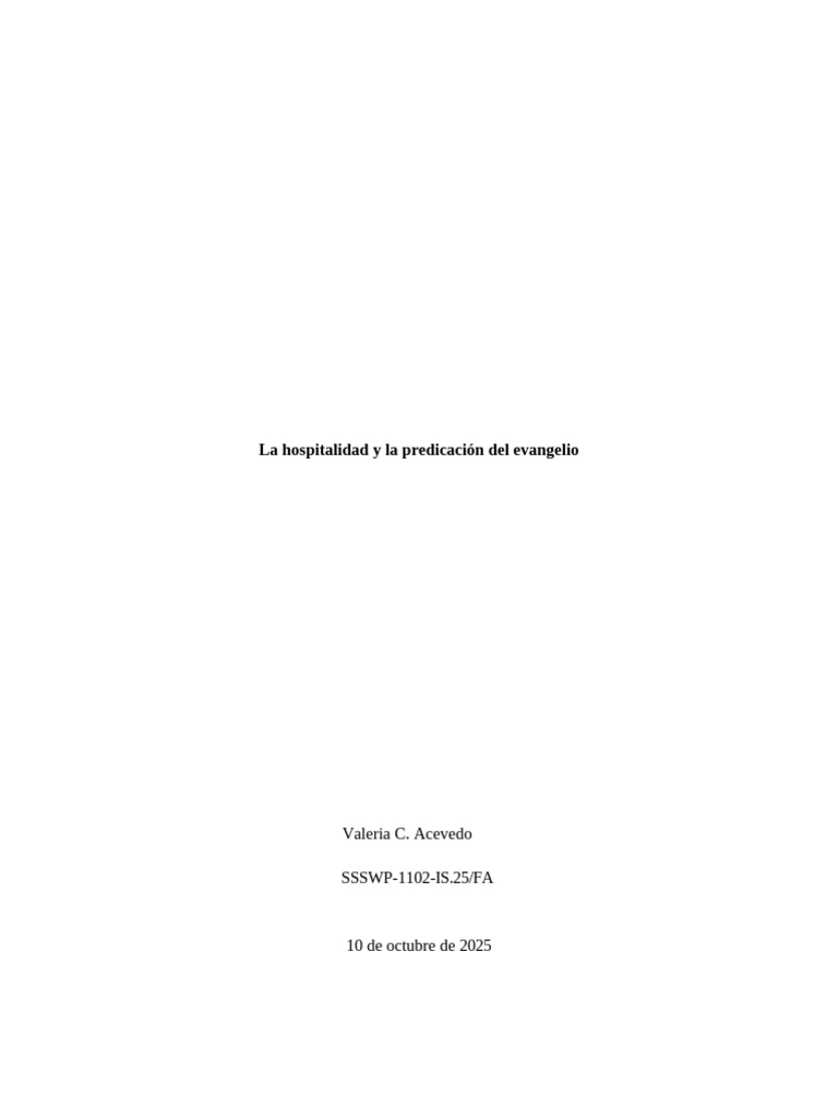 Hospitalidad y Evangelio en la Iglesia | PDF | Iglesia cristiana | Sermón